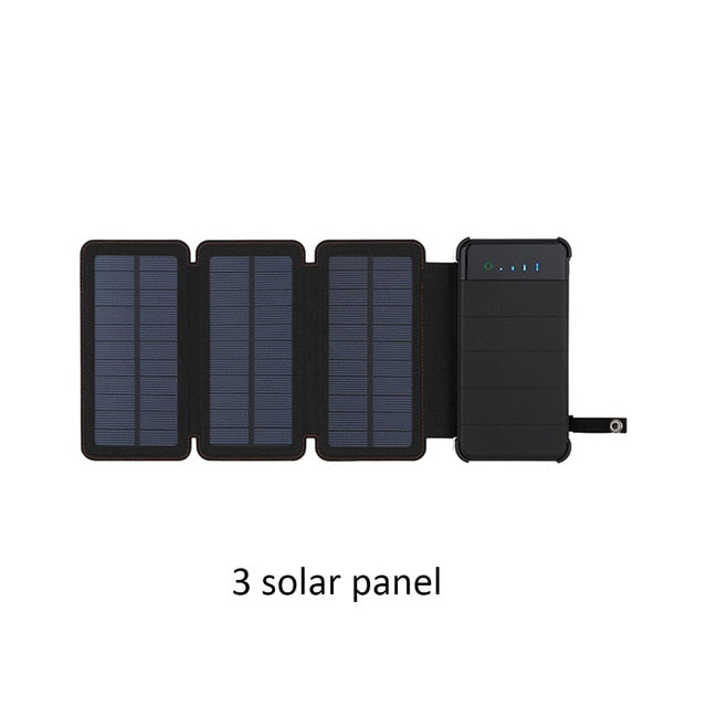 Solar Panel Charger Mobile Power 10000mAh Mobile Phone Battery Dual USB Port Outdoor Portable Folding Waterproof Power Supply