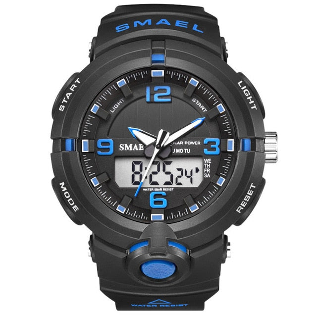 New 2020 SMAEL Brand Solar Energy Watch Digital Quartz Men Sport Watch