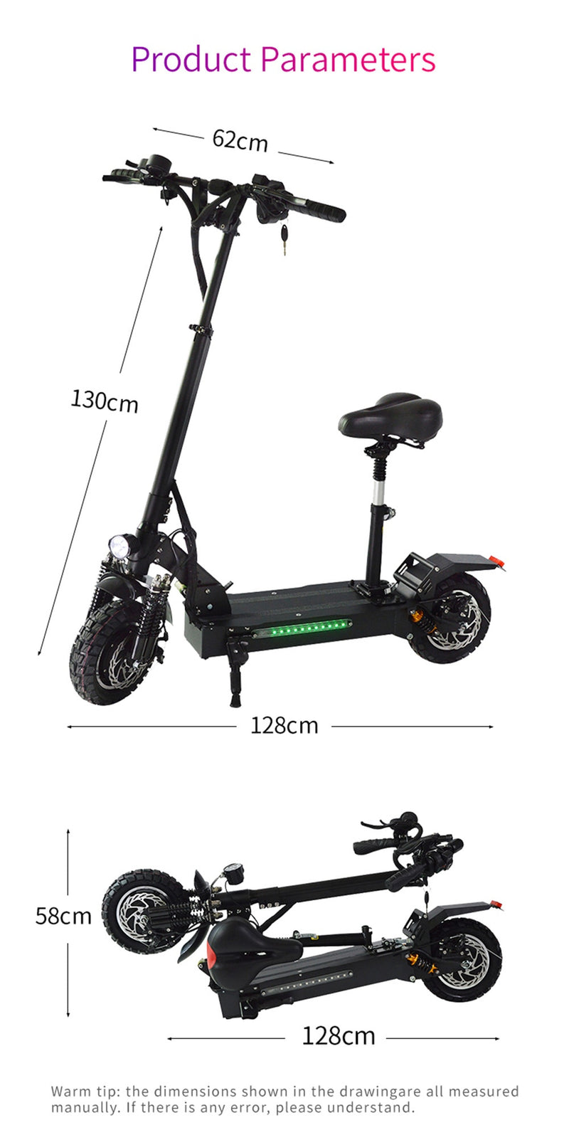 Off Road 60 V Electric Scooter Halo Knight Fold-able 2400 W 70 km/H E Scooter For Adults