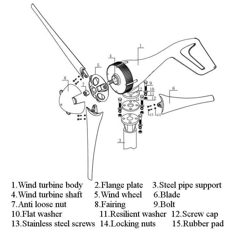 6000W 12/24/48V Wind Power Turbines Generator 3/5 Wind Blades Option With Charge Controller