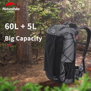 60L+5L Camping Hiking Climbing Backpack Breathable Lightweight About 1160g With Rain Cover