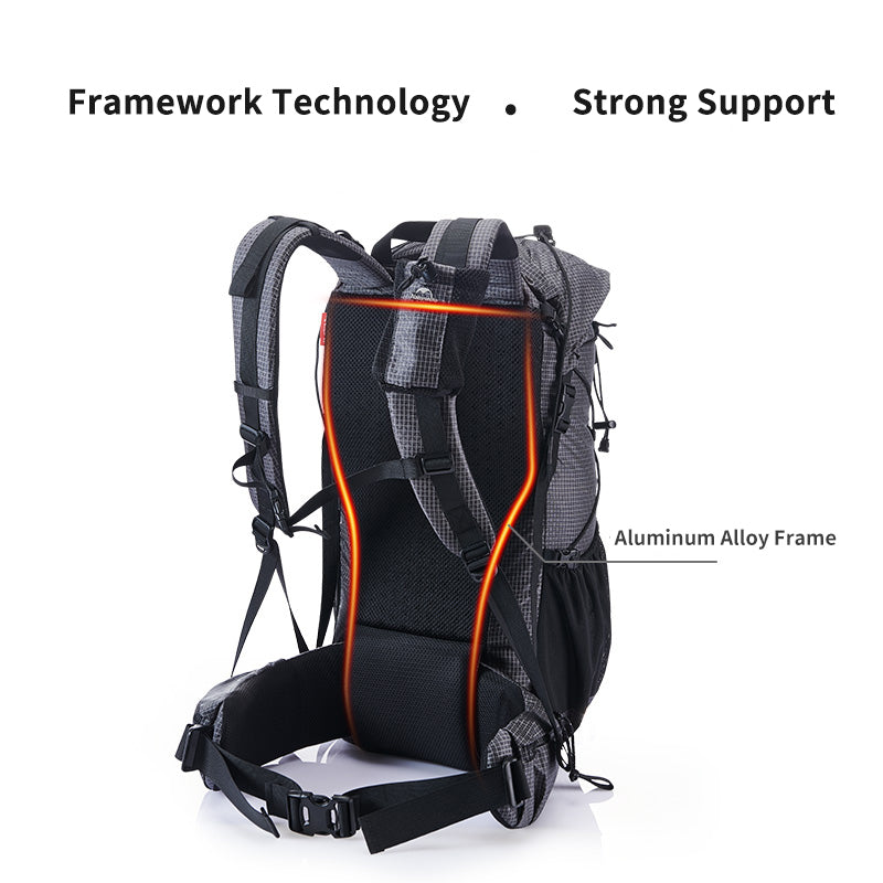 60L+5L Camping Hiking Climbing Backpack Breathable Lightweight About 1160g With Rain Cover