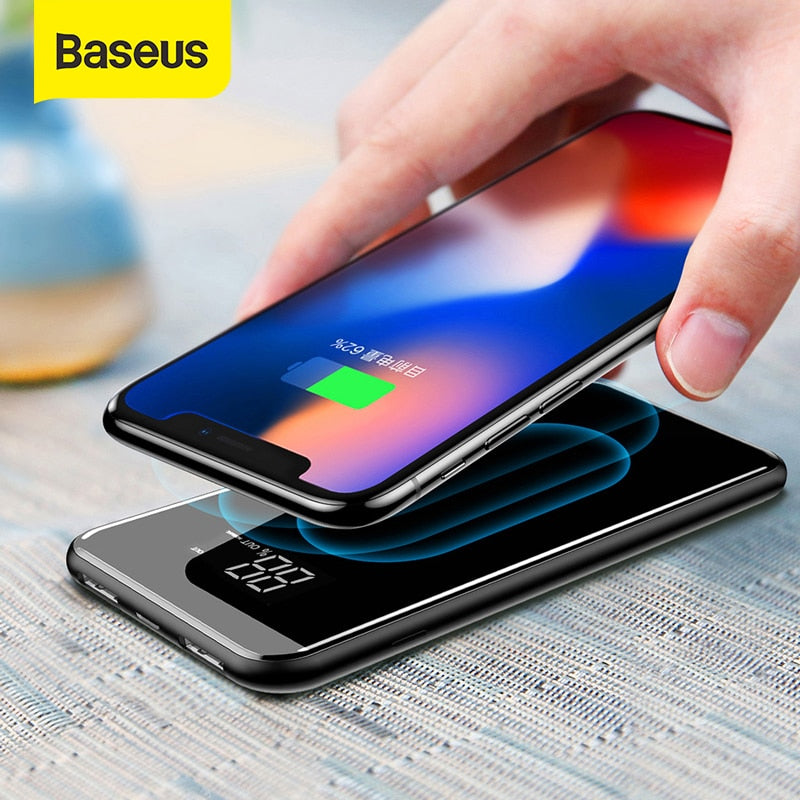 Baseus 8000mAh QI Wireless Charger Power Bank Dual USB Wireless Charging Battery Pack Powerbank Portable External Phone Charger