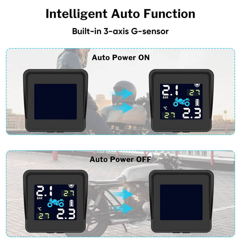 TPMS Motorcycle Tyre Pressure Monitoring System Solar Waterproof  External Sensor