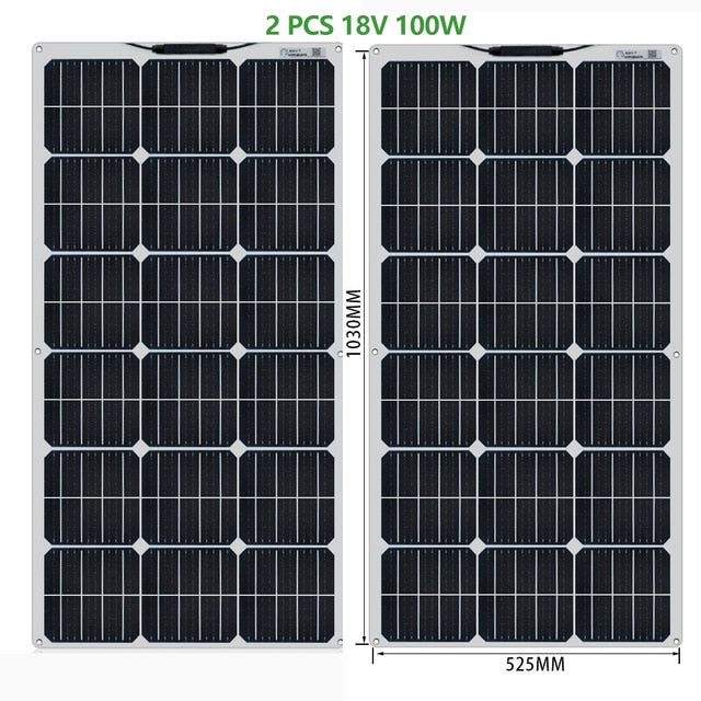 Solar panel 100W 18V Glass 2PCS 3PCS 4PCS solar Panels 200W 300W 400W flexible bsolaire Monocrystalline board