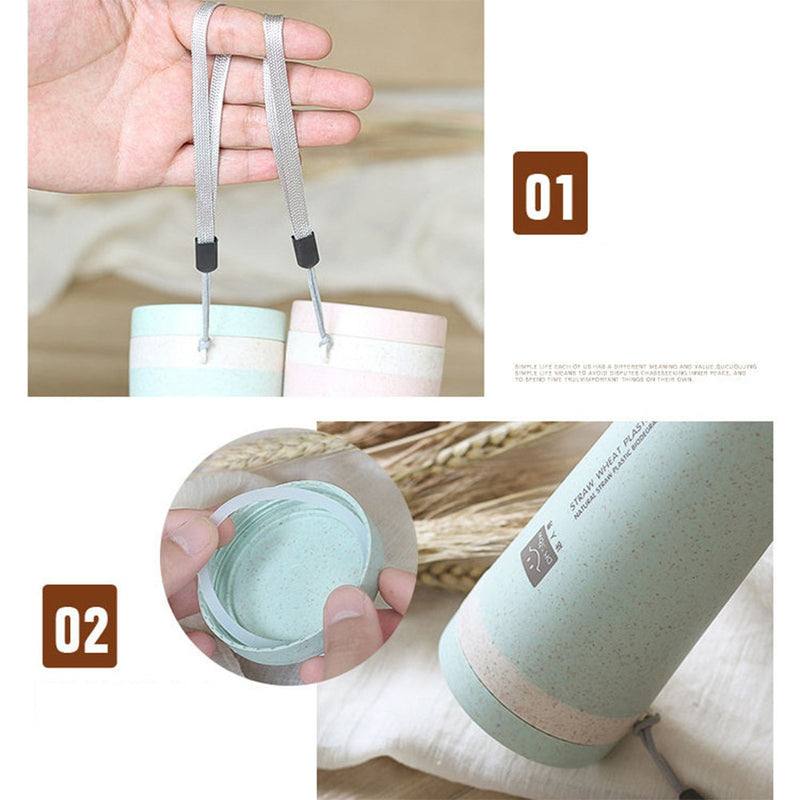 Kitchen Wheat Straw Double Insulated Gift Mug Tumbler With Lid Eco-friendly  Coffee Tea Mug Cups Gifts Travel Mug