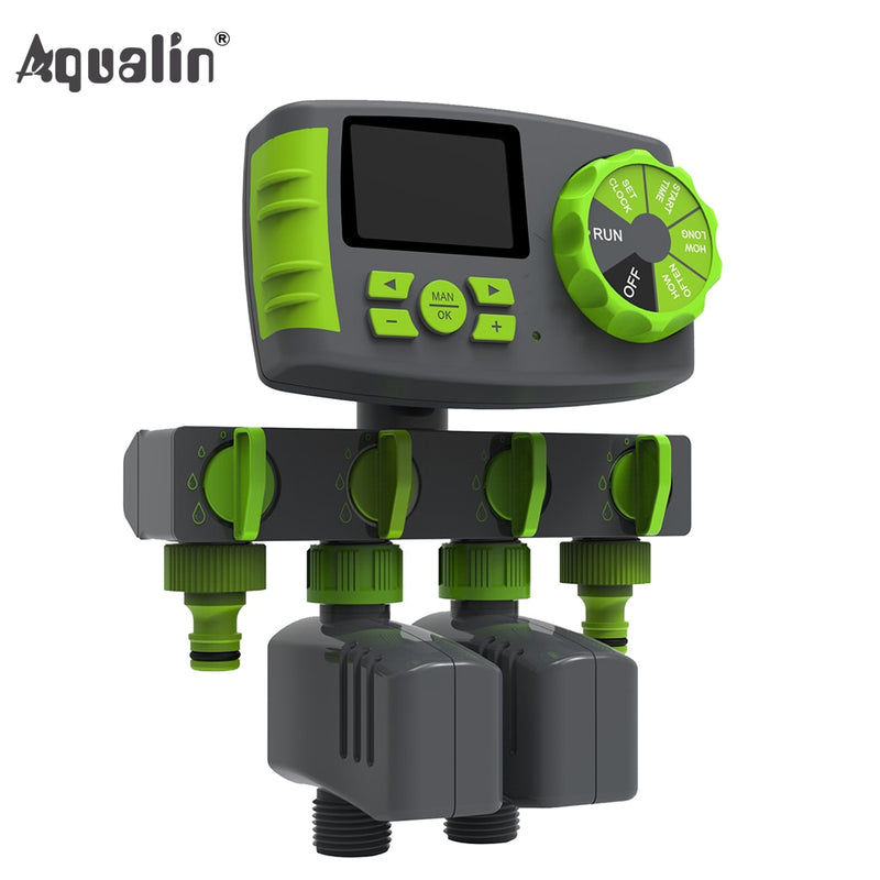 Automatic 4-Zone Irrigation System Watering Timer System with 2 Solenoid Valve