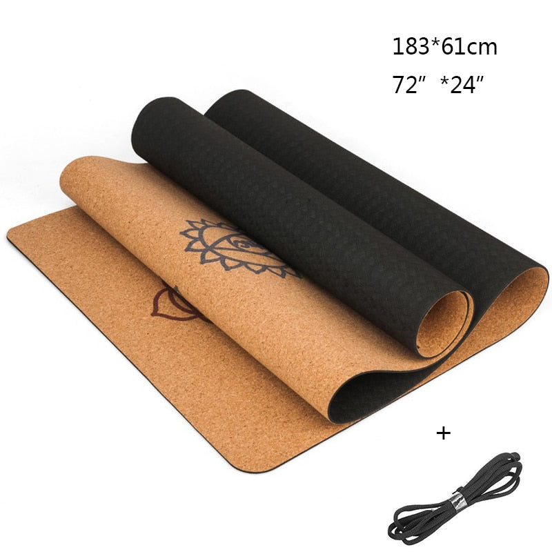 Natural Cork  Yoga Mat Fitness Gym 5 mm thickness