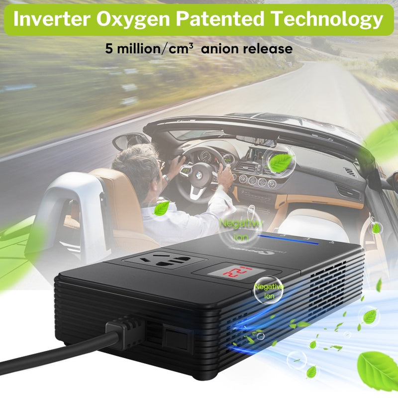 XP Car Power Inverter DC 12V to AC 220V 230V Voltage Converter with Air Purifier QC 3.0 USB Charger Auto Inversor 12 V 220 V