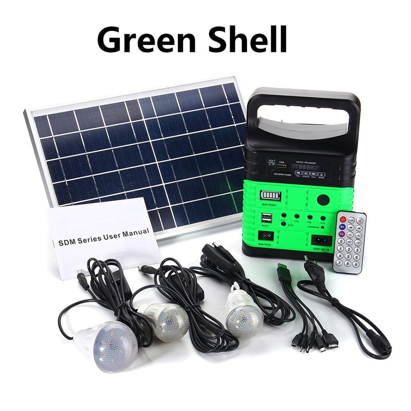 Portable Solar Generator Outdoor DC6W Solar Panel 6V-9Ah Lead-acid Battery Charging LED Lighting System