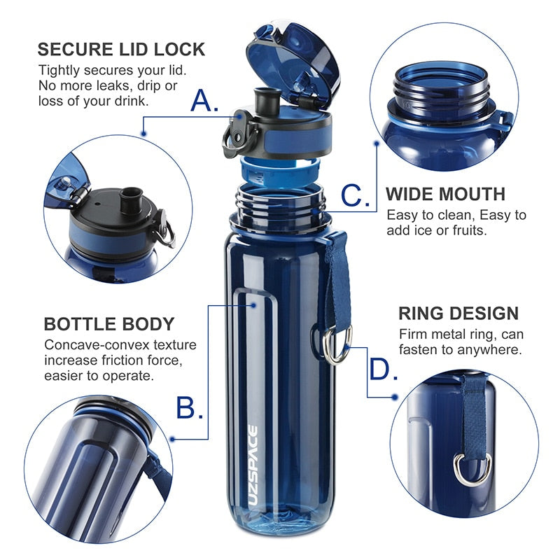 Water Bottle 500/ 1000 ml Shaker Portable Leak proof Outdoor Fruit juice Infuser Plastic Bottle BPA Free