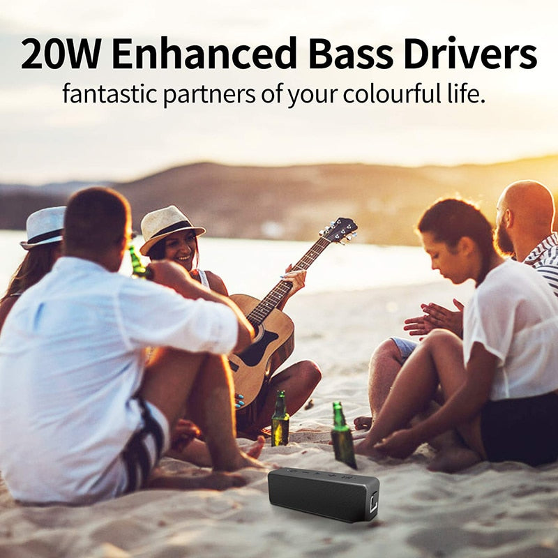 20W Portable bluetooth5.0 Wireless Speaker Better Bass 24-Hour  bluetooth Range IPX7 Water Resistance Soundbar Subwoofer