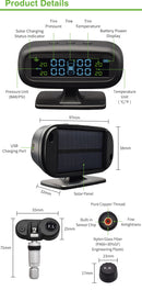 TPMS Tire Pressure Sensor Monitoring System Solar TMPS Display Alarm Car 4 Wheel External Internal Tyre Pressure Sensors