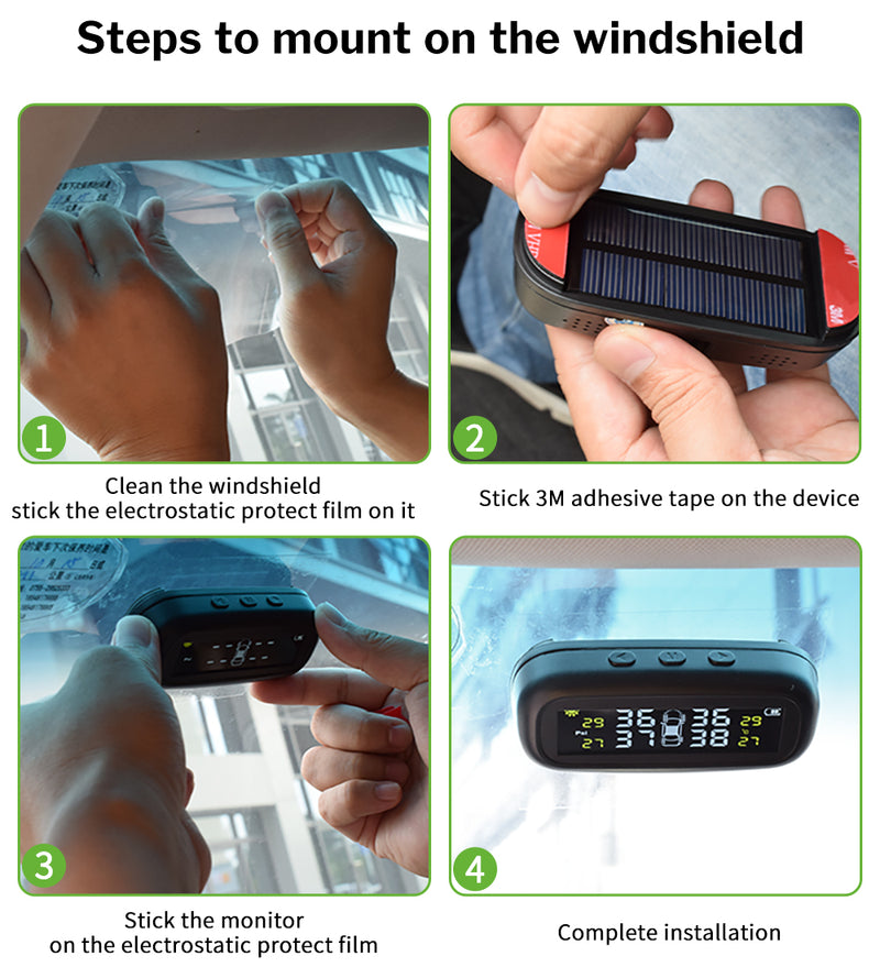 TPMS Tire Pressure Sensor Monitoring System Solar TMPS Display Alarm Car 4 Wheel External Internal Tyre Pressure Sensors