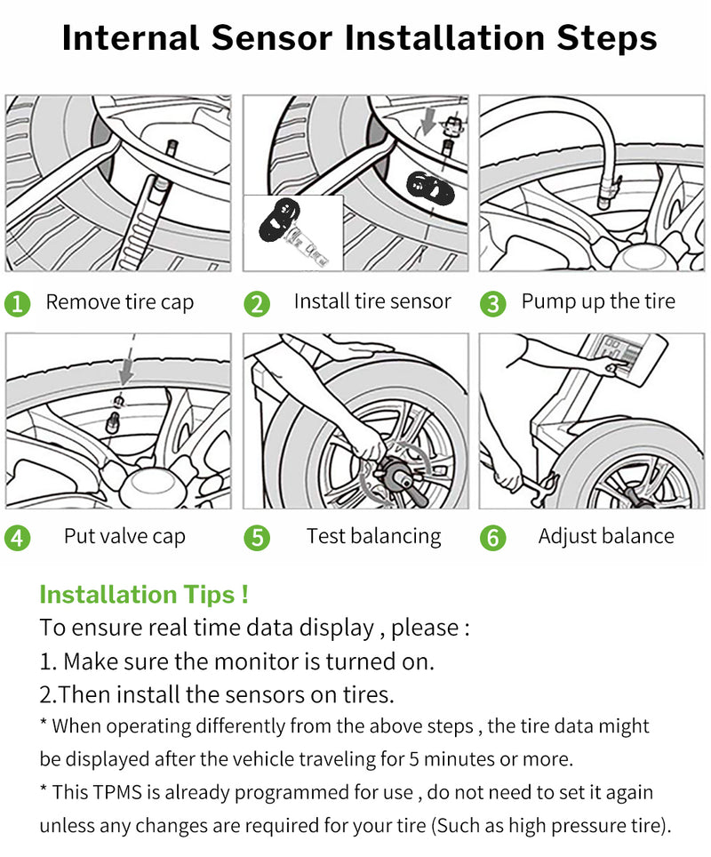 TPMS Tire Pressure Sensor Monitoring System Solar TMPS Display Alarm Car 4 Wheel External Internal Tyre Pressure Sensors