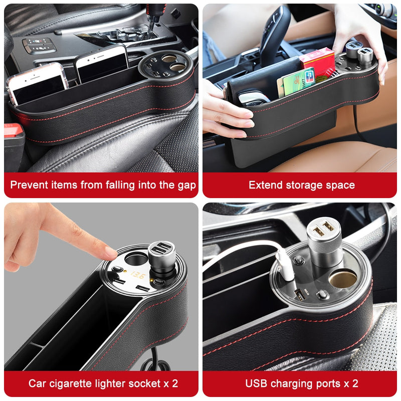 Storage Box Car Organizer Seat  Leather Case  Slit Multifunctional