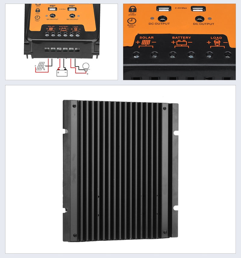 Solar Charge Controller 12V 24V 30 amps  Solar Controller Solar Panel Battery Regulator Dual USB 5V LCD Display