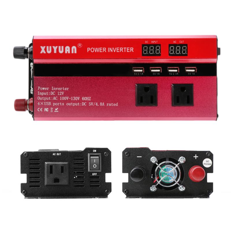 5000W Solar Car Power Inverter LED DC12/24V to AC110/220V Sine Wave Converter 4 USB Interfaces