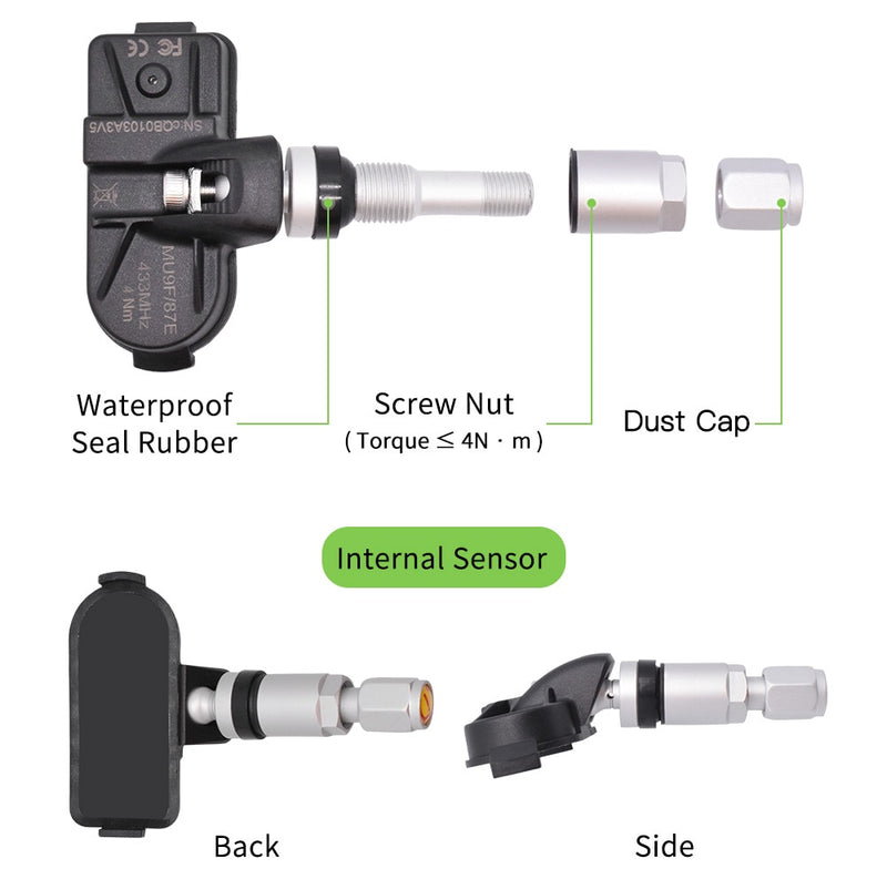 Solar TPMS Car Tire Pressure Monitoring System Alarm Auto Smart Control External Internal Wireless Tyre Pressure Sensor