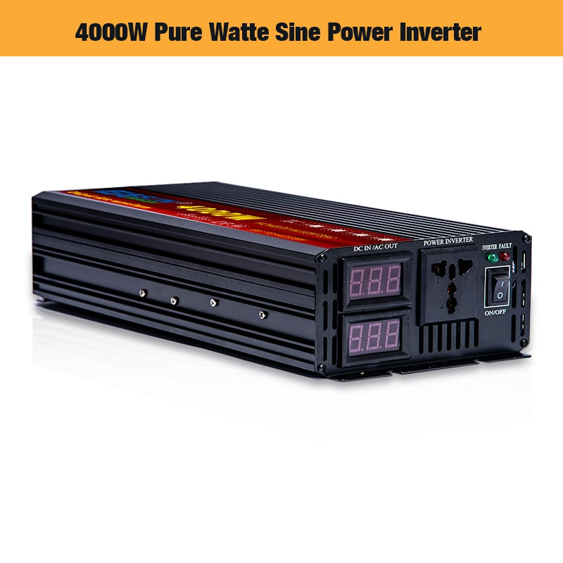 Pure Sine Wave Inverter DC 12v 24v AC 110v 220v Power 2000W 3000W 4000W Car Inverter Converte WITH LED Display