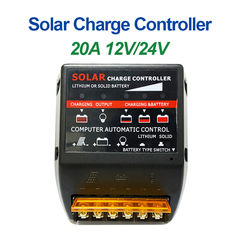 20A solar Charge Controller 12V 24V solar panel PV Regulator For 480W 240W with lithium battery and solid battery Charger