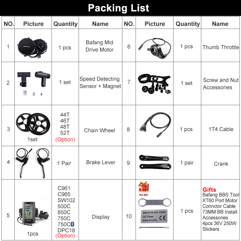 BBS02B 48 V 500 W Mid Drive Motor Electric Bike Conversion Kit DPC18 850C P850C 500C C965 Display E Bicycle 8fun BBS02