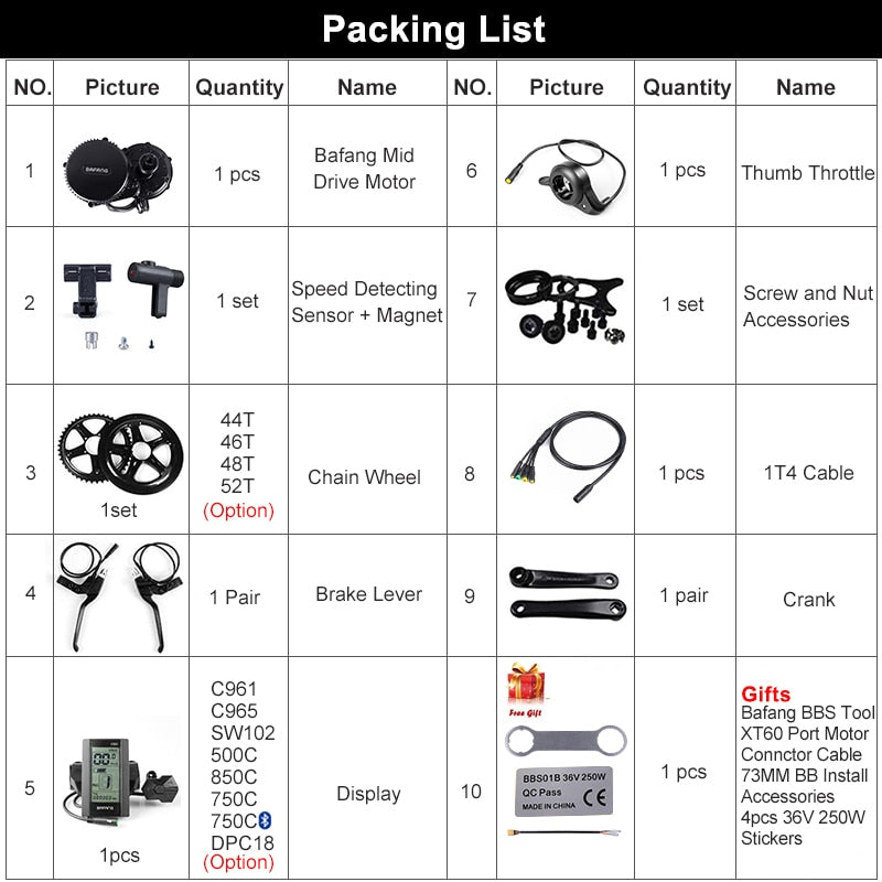 BBS02B 48 V 500 W Mid Drive Motor Electric Bike Conversion Kit DPC18 850C P850C 500C C965 Display E Bicycle 8fun BBS02