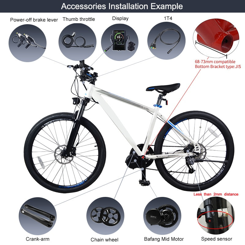BBS02B 48 V 500 W Mid Drive Motor Electric Bike Conversion Kit DPC18 850C P850C 500C C965 Display E Bicycle 8fun BBS02