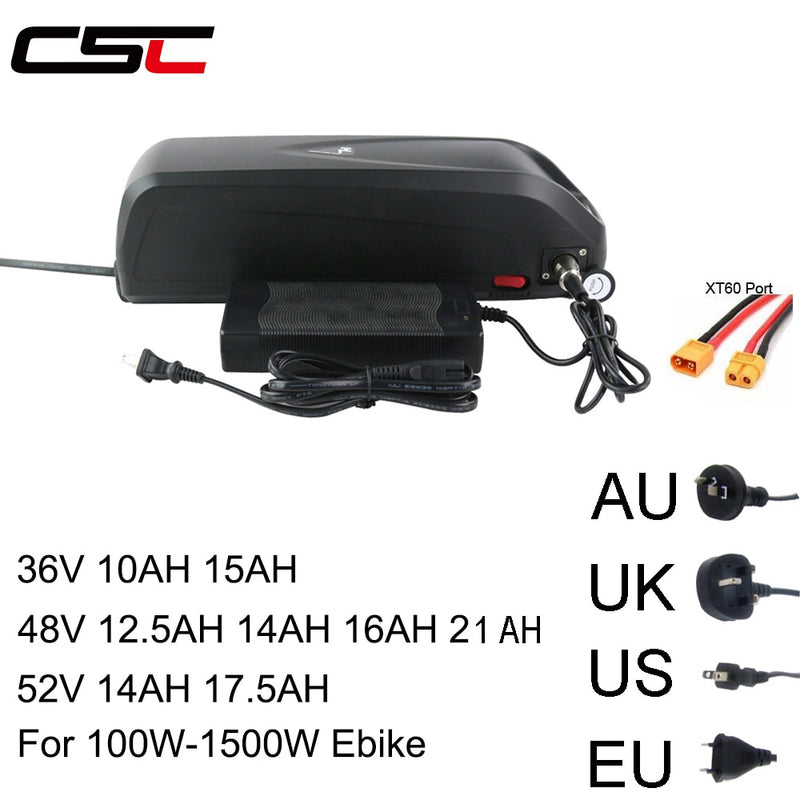 Electric bicycle 36V 48V 52V Battery 10AH 15AH 12.5AH 17.5AH 21AH 18650 SANYO Samsung Cell Lithium USB for 500-1500W Ebike kit