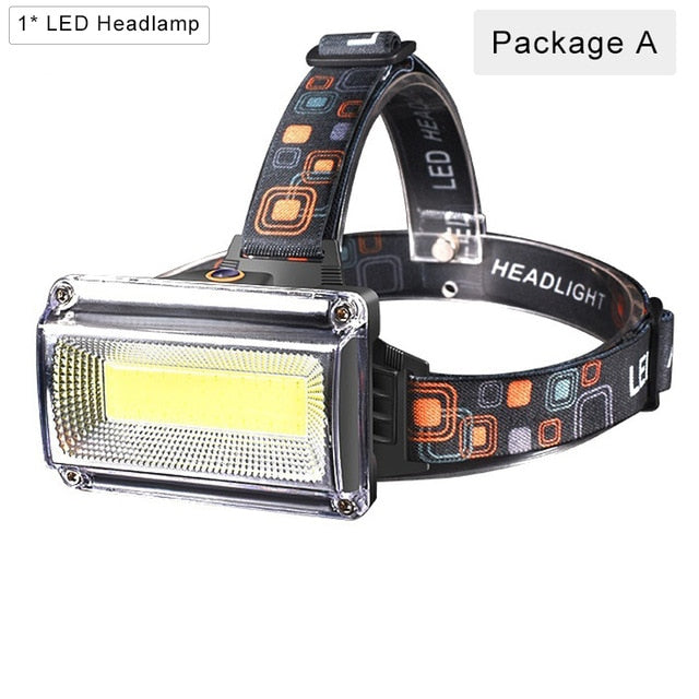 8000LM High Power COB LED Headlight Waterproof Head light USB Rechargeable Headlamp Use 18650 Battery Head Torch Head Flashlight