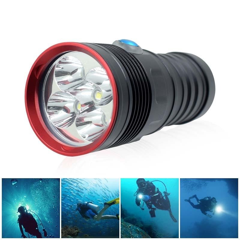 Diving Flash Light 10000 Lumens 5*XM-L2 LED Dive Torch Powerful 18650 Flashlight Underwater 100m Waterproof