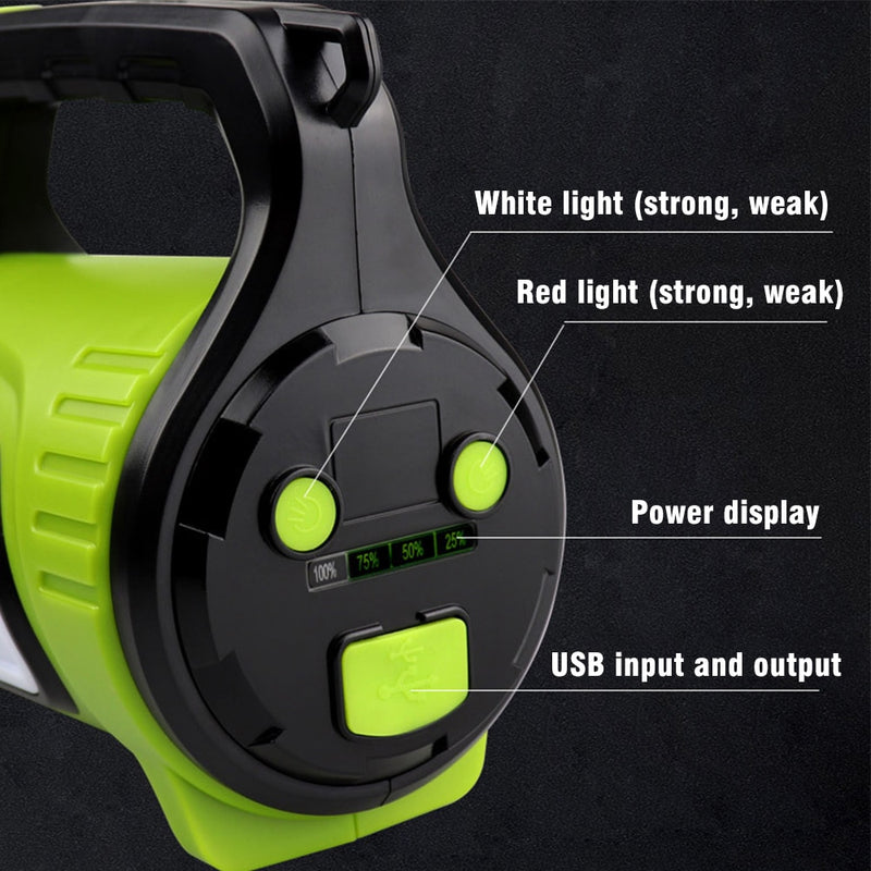 Powerful Rechargeable LED Flashlight with USB OUTPUT Power Reserve