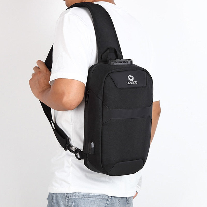 Crossbody Bags Male Waterproof USB Charging Chest Pack Short Trip
