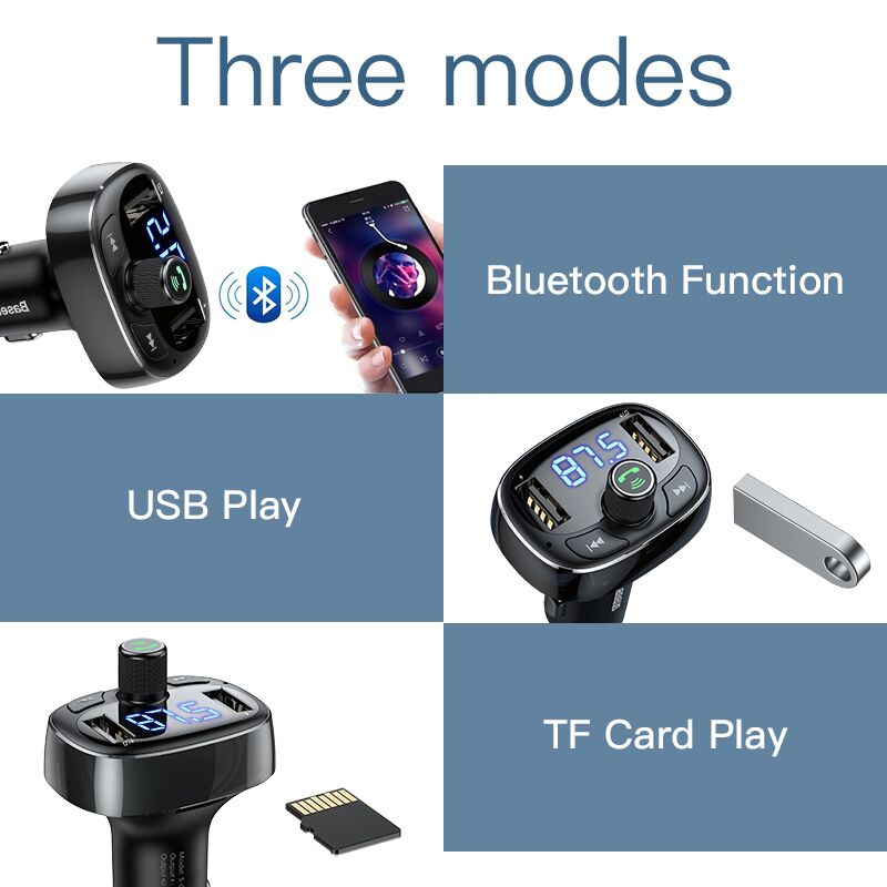 Baseus FM Transmitter Modulator Bluetooth Handsfree Car Kit Audio MP3 Player with 3.4A Dual USB Car FM Transmittor Phone Charger