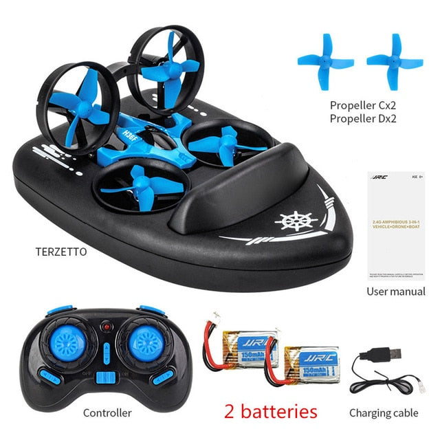 3 In 1 RC Vehicle Flying Drone Land Driving Boat Mini Drone Model Toys