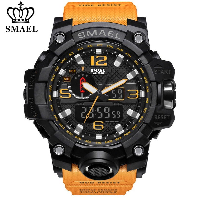 SMAEL Brand Luxury Military Sports Watches Men Quartz Analog LED Digital Watch Man Waterproof Clock Dual Display Wristwatches