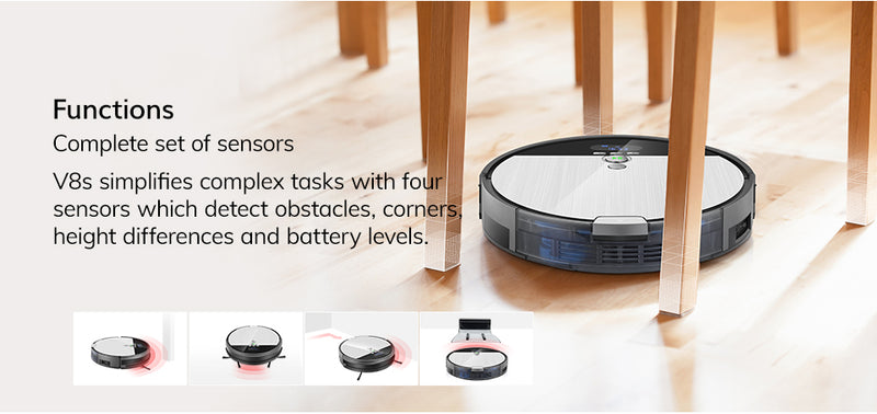 ILIFE V8s/V8 Plus Robot Vacuum Cleaner Vacuum Wet Mop Navigation Planned Cleaning large Dustbin Water Tank Schedule disinfection