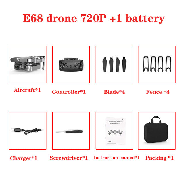 2020 NEW E68 Drone HD wide angle 4K WIFI 1080P FPV