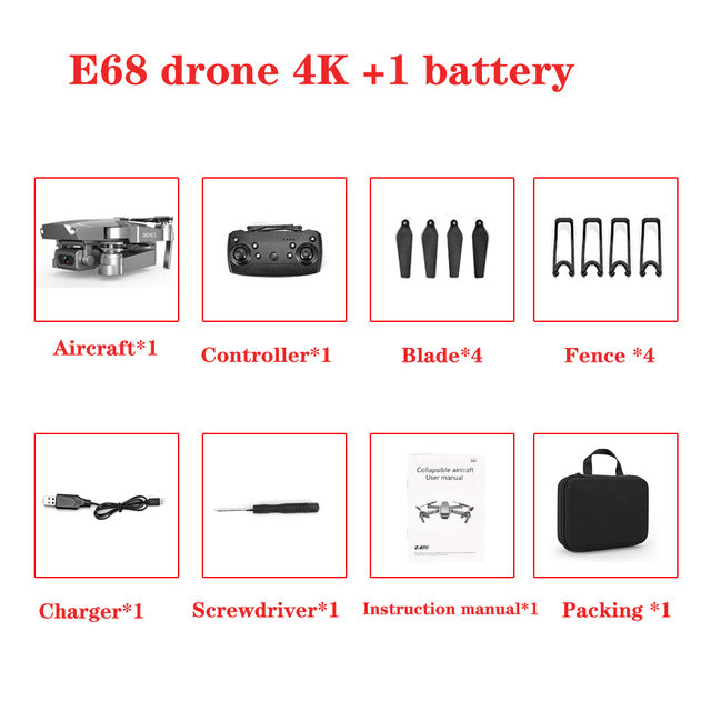 2020 NEW E68 Drone HD wide angle 4K WIFI 1080P FPV