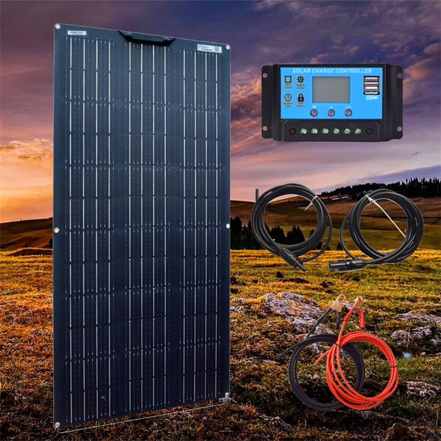 18V 100 Watt 200W 300W 400W Flexible Solar Panel kit  for 12V 24V battery car RV home outdoor Power charging