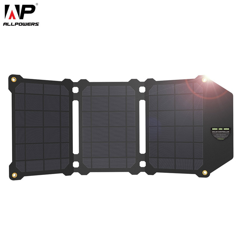 ALLPOWERS 21W Solar Panel Solar Cells Portable Solar Charger Batteries Phone Charging for Sony iPhoneX Plus 11Pro iPad