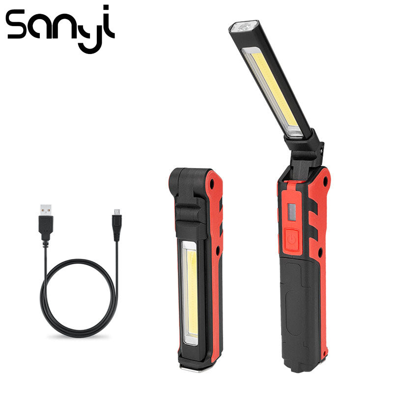 Magnetic LED COB Flashlight Torch PortablBuilt-in Battery USB Cable Working Light for Camping Hunting