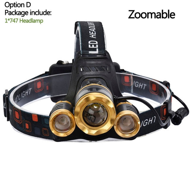 LED T6 Headlamp Head Lamp Fishing hunting lighting bicycle Light Flashlight Torch Lantern