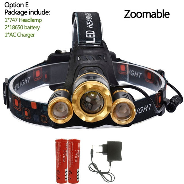 LED T6 Headlamp Head Lamp Fishing hunting lighting bicycle Light Flashlight Torch Lantern