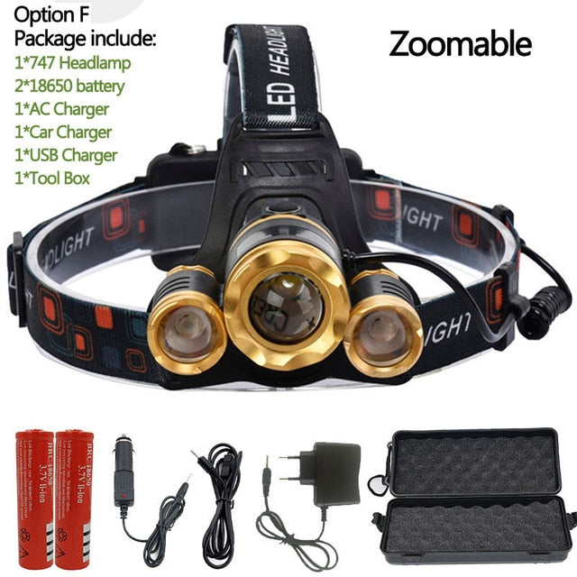 LED T6 Headlamp Head Lamp Fishing hunting lighting bicycle Light Flashlight Torch Lantern