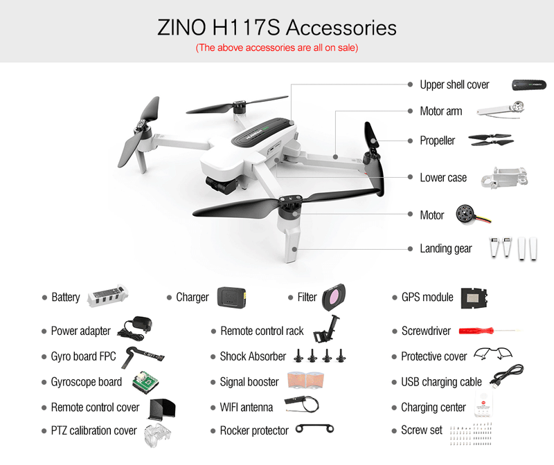 H117S Zino GPS 5.8G 1KM Foldable Arm FPV with 4K UHD Camera 3-Axis Gimbal RC Drone Quadcopter RTF High Speed