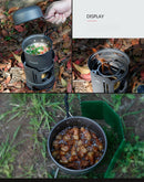 Set 7 Pieces Outdoor Cookware Camping Fishing  Hiking Picnic Cooking  Alcohol Burner Pot Bowl Windshield