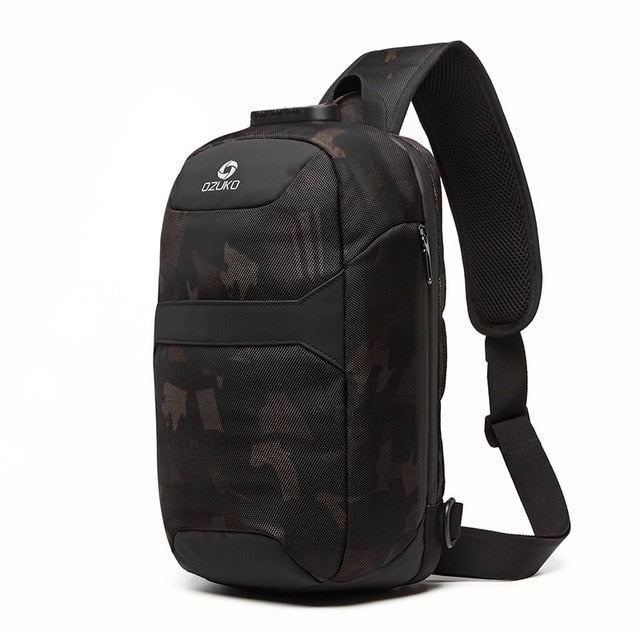 Crossbody Bags Male Waterproof USB Charging Chest Pack Short Trip