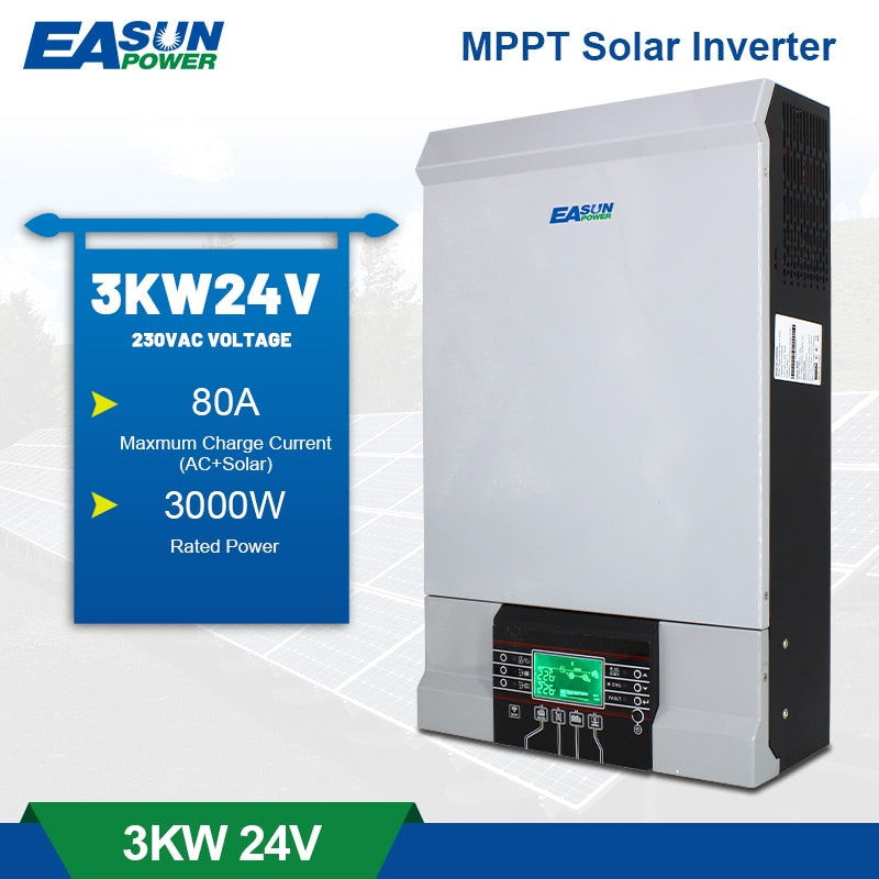 EASUN POWER 3KW Wifi  Solar Inverter 500Vdc PV Input 230Vac 24V 80A MPPT Solar Charger Support Mobile Monitoring USB LCD Control