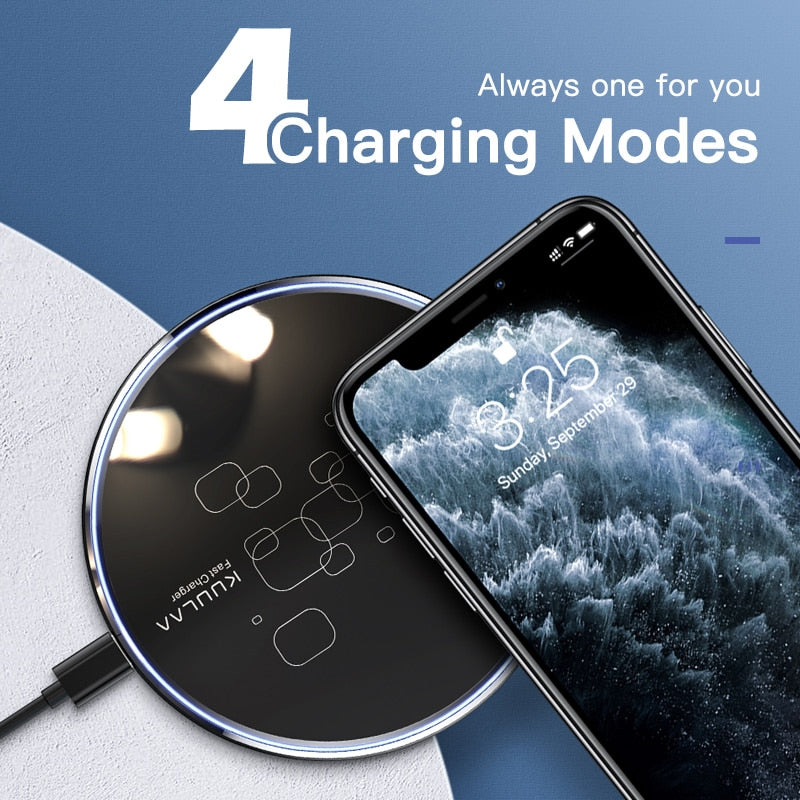 15W Qi Wireless Charger For Xiaomi Mi 9 Pro Mirror Wireless Charging Pad Fast Charger For iPhone 11 X XS Max XR 8 Plus